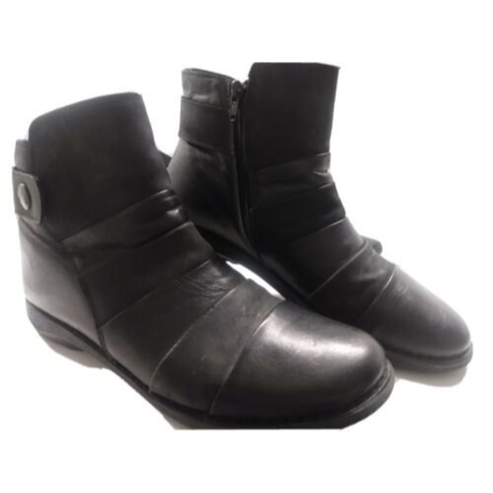 TaraM Ladies Shoes Ankle Boots Size 10/42 Black Leather